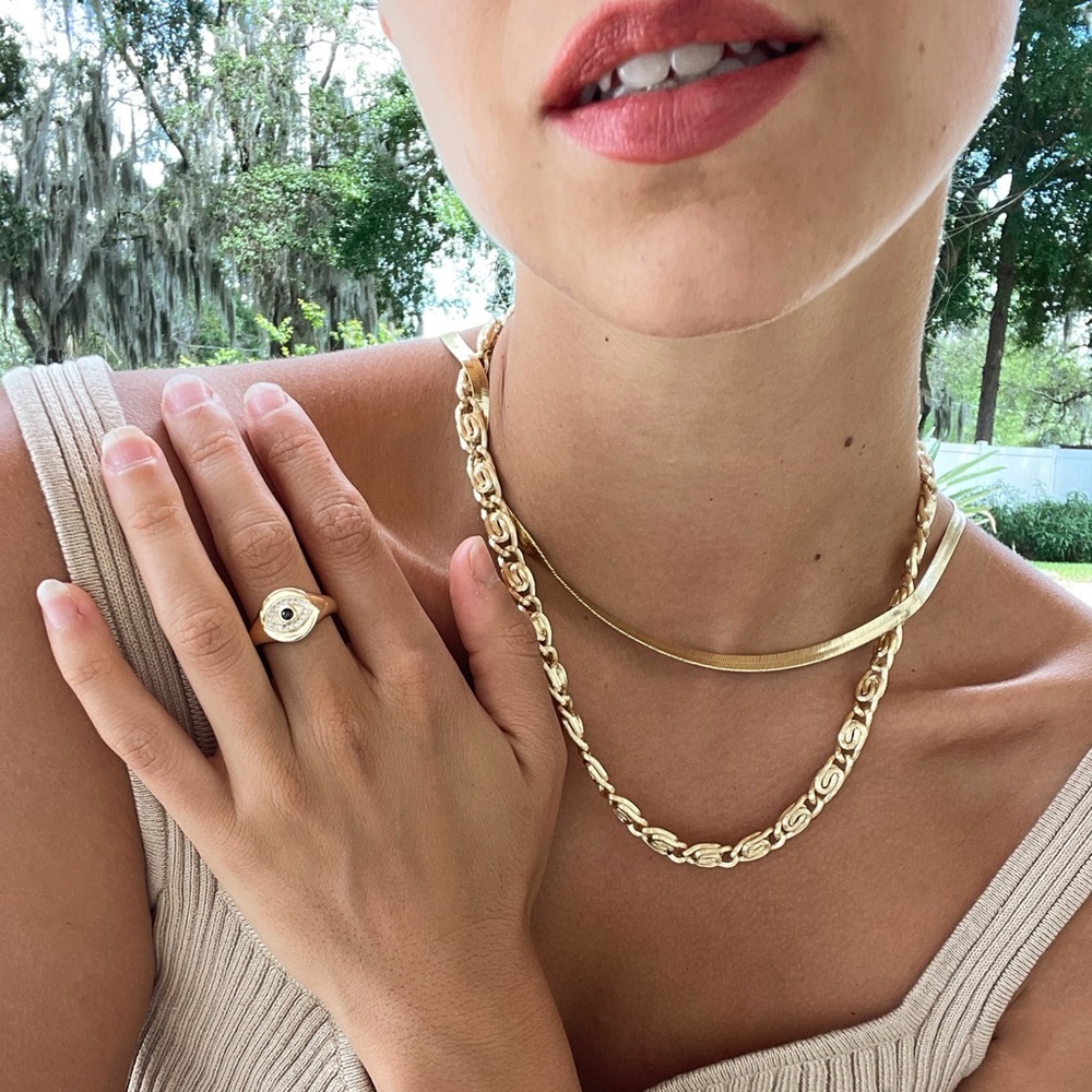 Pretty Bird 14k Vermeil Swirl Link Gold 925 Heavy Necklace - Picture 2 of 12